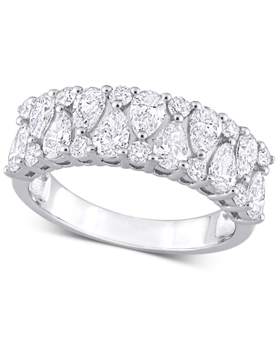 Macy's Diamond Pear & Round Semi-eternity Cluster Ring (2 Ct. T.w.) In 14k White Gold In White Gold