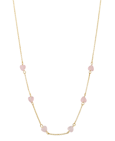 Shop Unwritten 14k Gold Flash-plated Brass Rose Quartz Heart And Chain Necklace With Extender