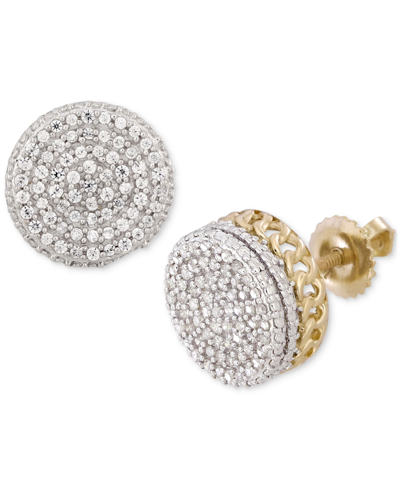 Shop Macy's Men's Diamond Circle Cluster Stud Earrings (1/4 Ct. T.w.) In 10k Gold