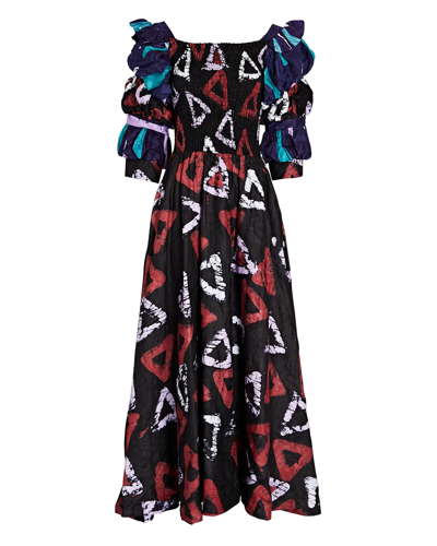 Shop Busayo Daapo Tiered Printed Cotton Maxi Dres In Multi