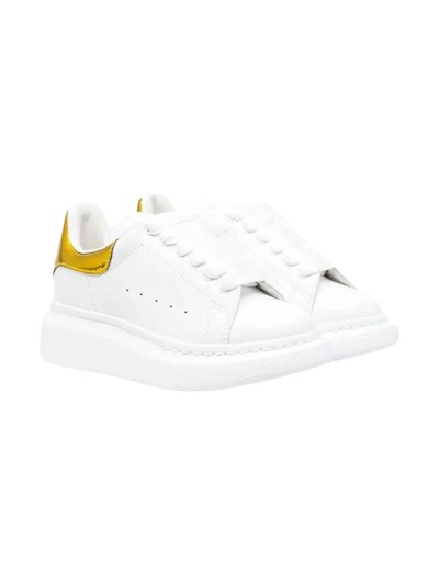 Shop Alexander Mcqueen White Sneakers Unisex Kids In Bianco/giallo