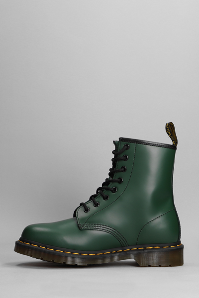 Shop Dr. Martens' 1460 Combat Boots In Green Leather