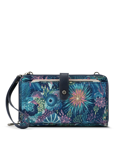 Shop Sakroots Women's Recycled Ecotwill Smartphone Crossbody Wallet In Royal Blue Seascape