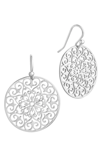 Shop Sterling Forever Round Filigree Drop Earrings In Silver