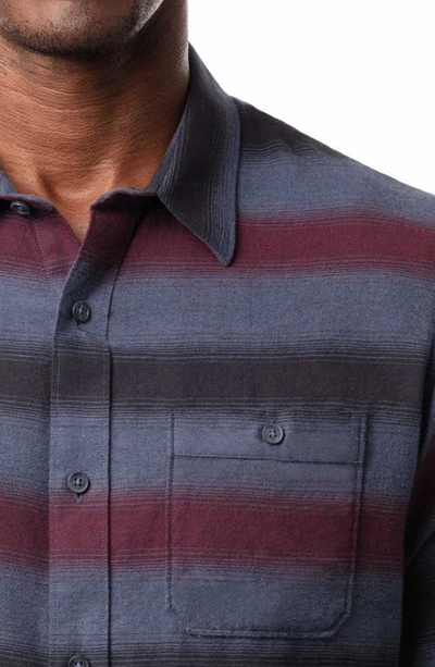 Travismathew On & On Stripe Long Sleeve Cotton Polo In Blue Nights