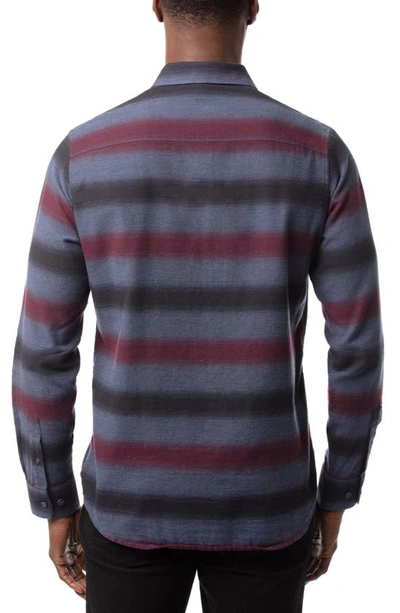 Travismathew On & On Stripe Long Sleeve Cotton Polo In Blue Nights