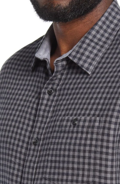 Travismathew Touch And Go Regular Fit Plaid Cotton Button-up Shirt In Black