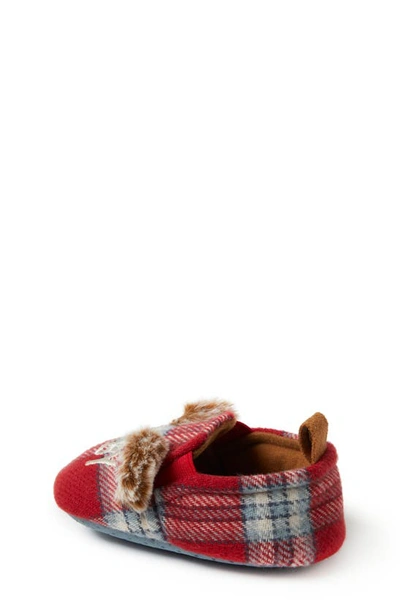 Shop Dearfoams Plaid Baby Bear Faux Fur Lined Slipper In Red Plaid
