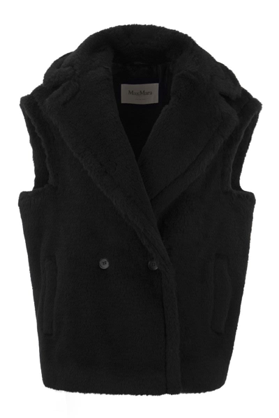 Shop Max Mara Perle - Teddy Fabric Waistcoat In Black