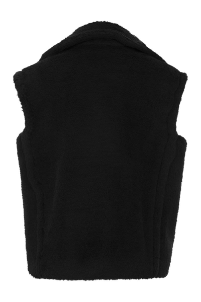 Shop Max Mara Perle - Teddy Fabric Waistcoat In Black