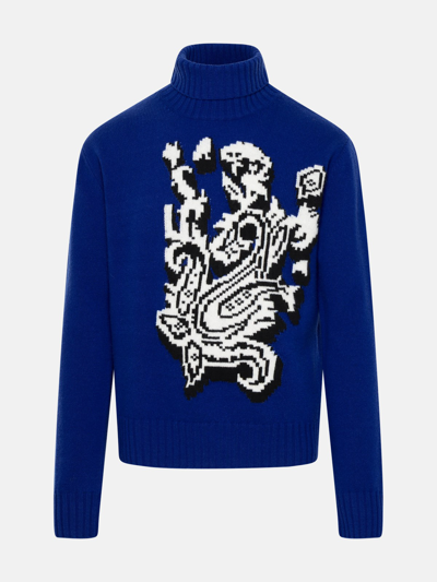 Shop Etro Blue Wool Turtleneck Sweater