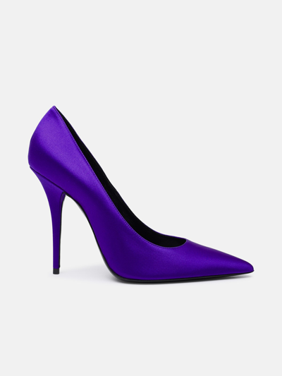 Shop Saint Laurent Accumulator Silk Decollete In Violet