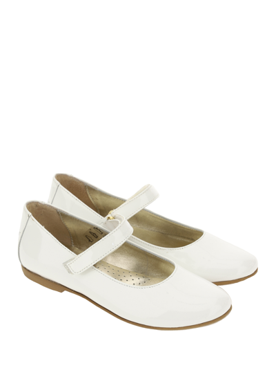 Shop Monnalisa Patent Leather Ballet Shoes In Cream
