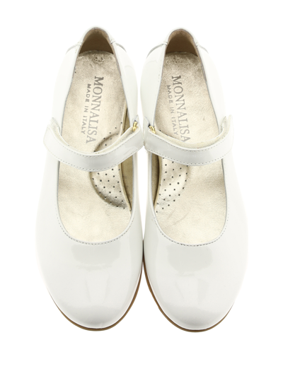Shop Monnalisa Patent Leather Ballet Shoes In Cream