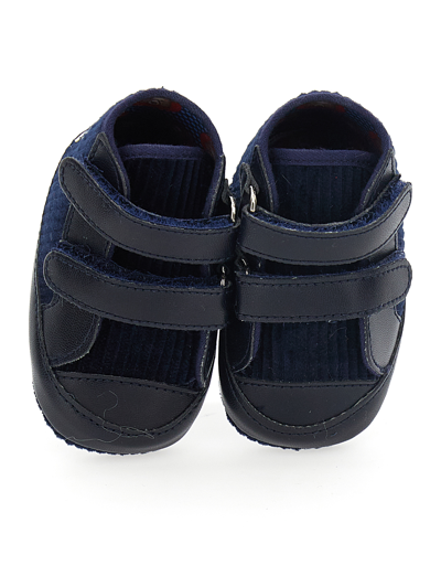 Shop Monnalisa Newborn Velvet Booties In Dark Blue