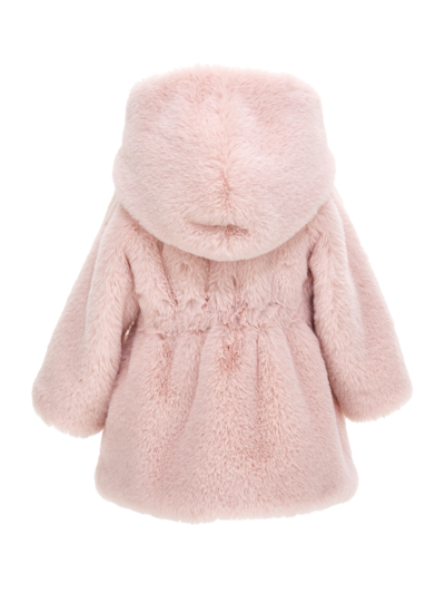 Shop Monnalisa Hooded Plush Coat In Light Pink
