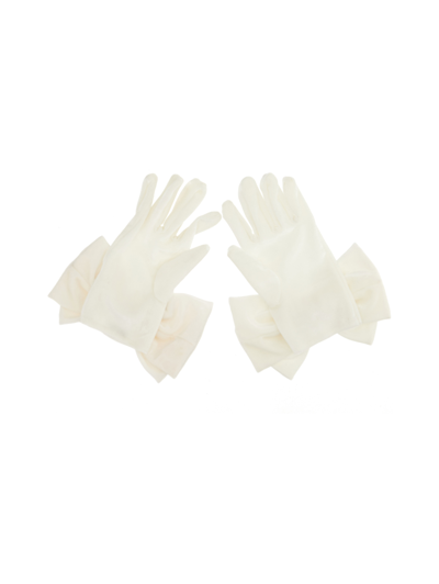 Shop Monnalisa Maxi Bow Velvet Gloves In Cream