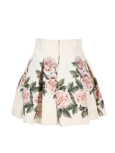 Shop Monnalisa Quilted Rose Skirt In Beige + Antique Rose