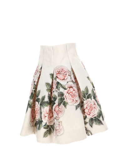 Shop Monnalisa Quilted Rose Skirt In Beige + Antique Rose