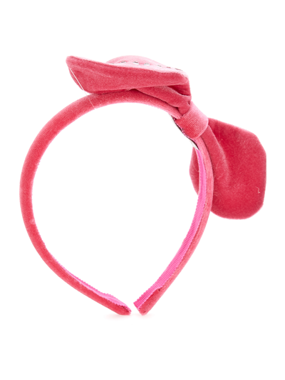 Shop Monnalisa Velvet Headband With Bow In Sachet Pink