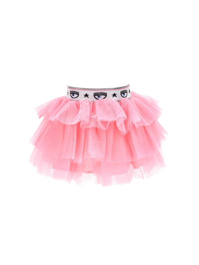 Shop Chiara Ferragni Eyelike Silk-touch Tulle Skirt In Sachet Pink