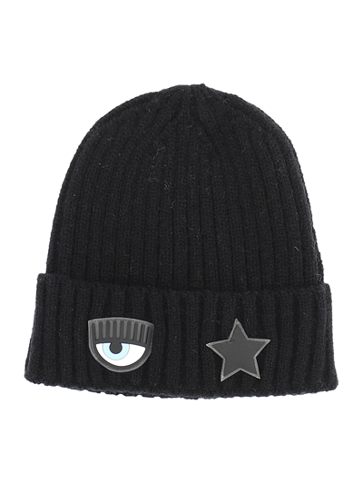 Shop Chiara Ferragni Eyestar Wool Blend Hat In Black