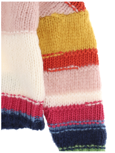 Shop Monnalisa Striped Sweater In Multicolour Yarns In Multicolor