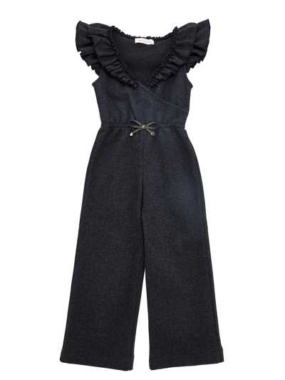 Shop Monnalisa Jersey Playsuit With Trim In Charcoal Grey