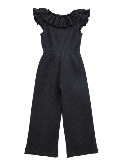 Shop Monnalisa Jersey Playsuit With Trim In Charcoal Grey