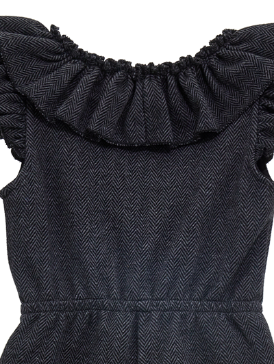 Shop Monnalisa Jersey Playsuit With Trim In Charcoal Grey