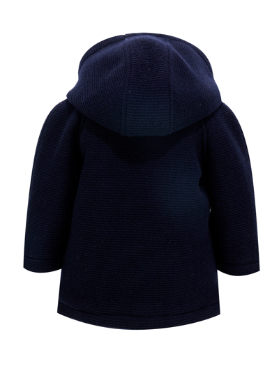 Shop Monnalisa Hooded Knit Coat In Midnight Blue