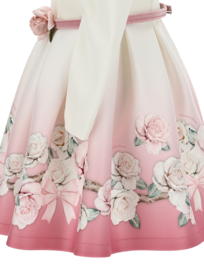 Shop Monnalisa Neoprene Dress With Collar In Cream