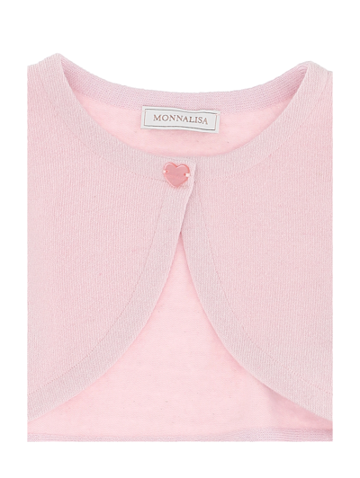 Shop Monnalisa Angora Wraparound Cardigan With Heart Charm In Dusty Pink Rose