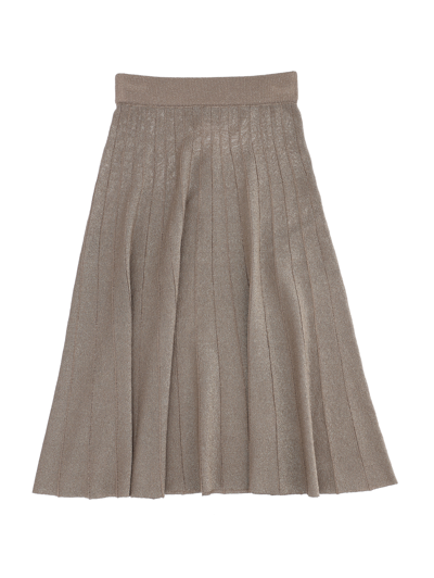 Shop Monnalisa Lurex Knit Skirt In Light Gold