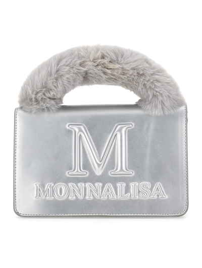 Shop Monnalisa Coated Fabric Bag In Silver