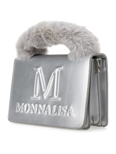 Shop Monnalisa Coated Fabric Bag In Silver