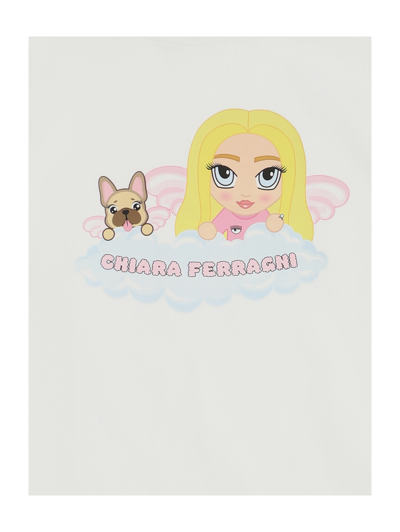 Shop Chiara Ferragni Cf Mascotte And Matilda Print Jersey T-shirt In Cream