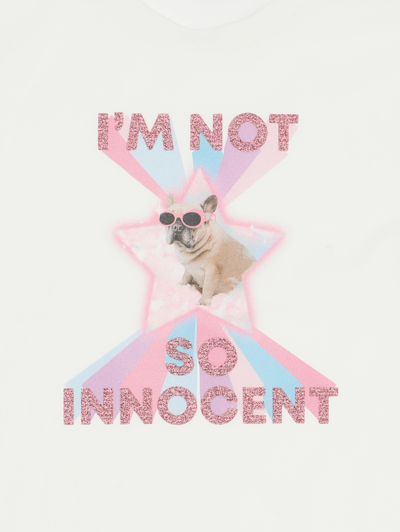 Shop Chiara Ferragni I'm Not So Innocent Jersey Maxi T-shirt In Cream
