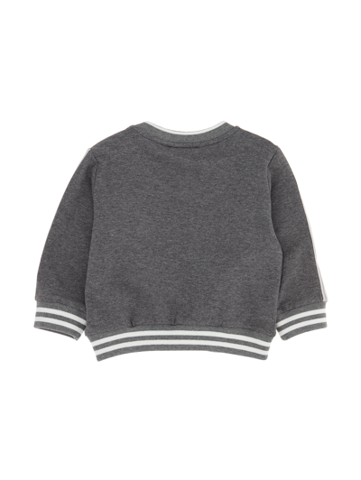Shop Monnalisa Teddy Sweatshirt With Logoed Bands In Medium Grey
