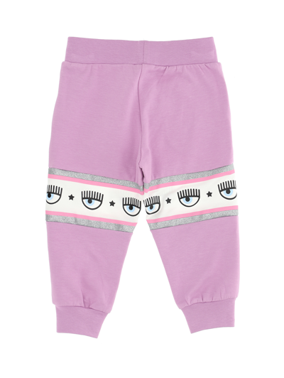 Chiara Ferragni Maxi Logomania Jersey Joggers In Violet Tulle