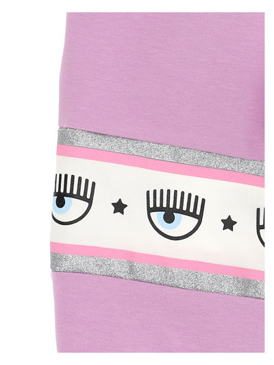 Chiara Ferragni Maxi Logomania Jersey Joggers In Violet Tulle
