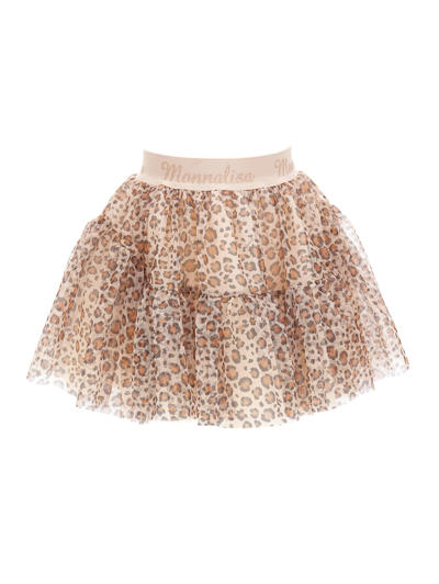 Shop Monnalisa Animal Print Tulle Skirt