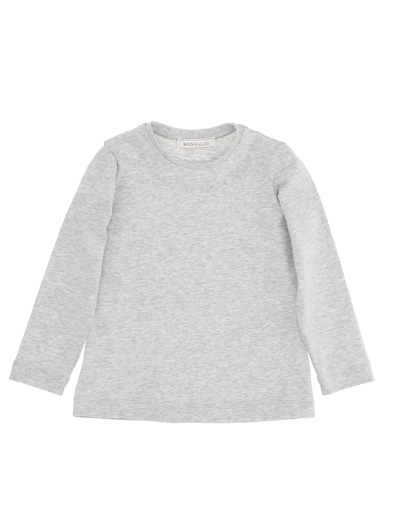 Shop Monnalisa Long-sleeved Logo Jersey T-shirt In Grey