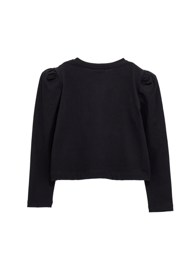 Shop Monnalisa Long-sleeved Rhinestone Jersey T-shirt In Black