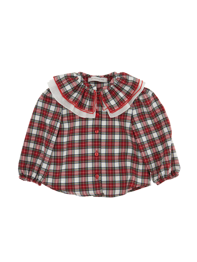 Shop Monnalisa Tartan Viyella Shirt In Cream + Ruby Red