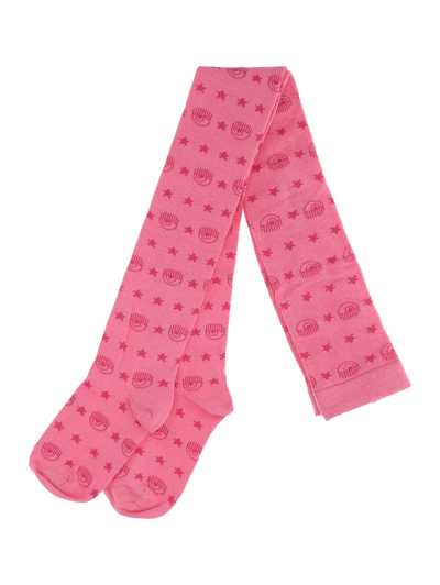 Shop Chiara Ferragni Warm Cotton Logomania Tights In Sachet Pink