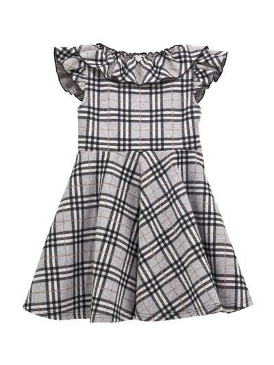 Shop Monnalisa Plaid Knit Sleeveless Dress In Gray