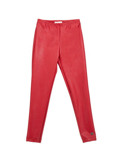 Shop Monnalisa Coated Fabric Leggings In Ruby Red
