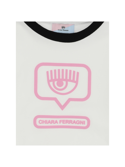 Shop Chiara Ferragni Eyelike Jersey T-shirt In Cream