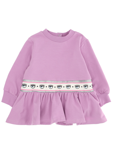Shop Chiara Ferragni Maxi Logomania Jersey Dress In Violet Tulle